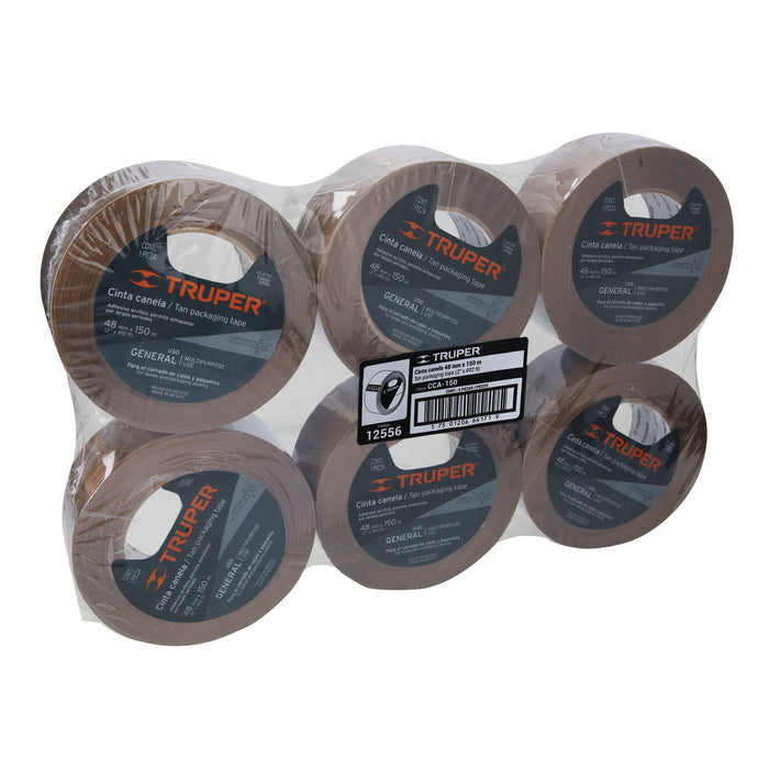 Cinta de empaque 48 mm x 150 m canela, Truper 12556 CCA-150