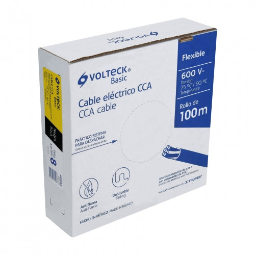 Rollo de 100 metros de cable THW CCA 8 AWG negro, Basic 40205 CCA-8N
