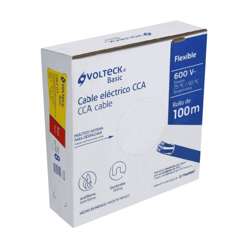 Rollo de 100 metros de cable THW CCA 8 AWG rojo, Basic 40206 CCA-8R