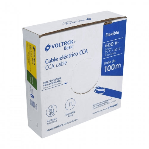 Rollo de 100 metros de cable THW CCA 8 AWG verde, Basic 40207 CCA-8V