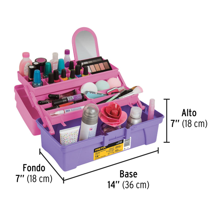 Caja cosmetiquera 14', rosa/morado, Pretul 25052 CCO-14RP