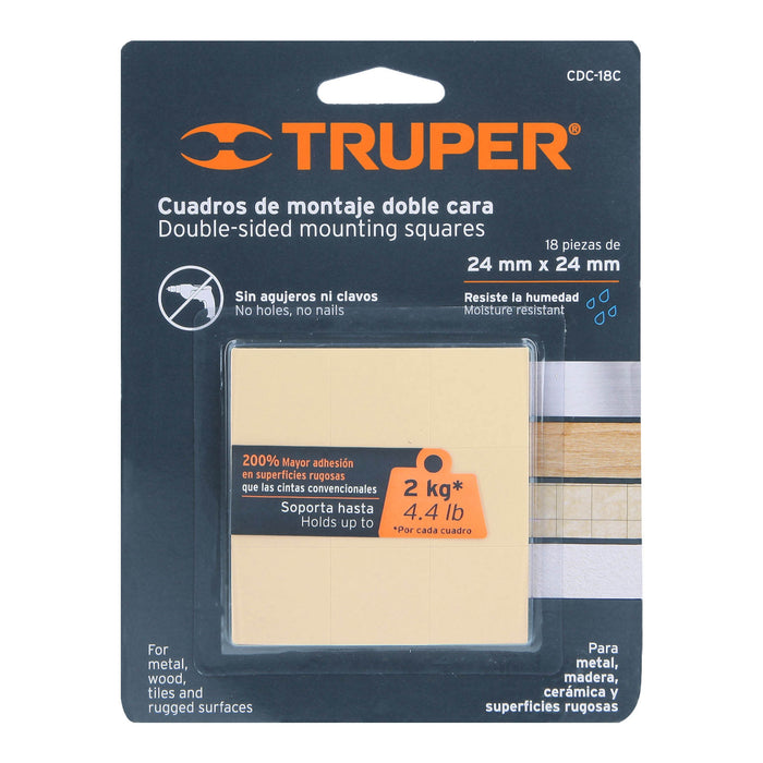 Blíster con 18 cuadros de montaje de 24 x 24 mm, Truper 17290 CDC-18C