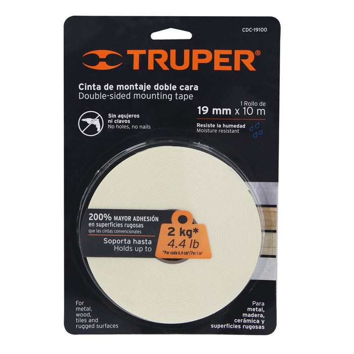 Cinta doble cara de 19 mm x 10 m, Truper 11726 CDC-19100