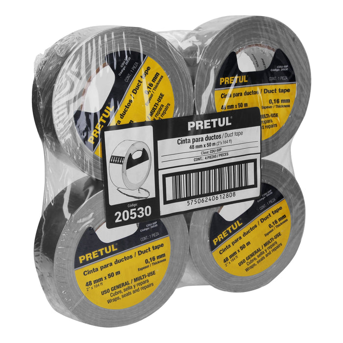 Cinta para ducto 50m x 48mm, espesor 0.16mm, Pretul 20530 CDU-50P