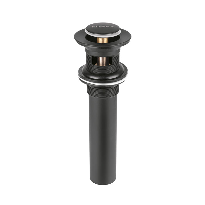 Contra p/lavabo, 1-1/4', con rebosadero, push, latón, negro 47981