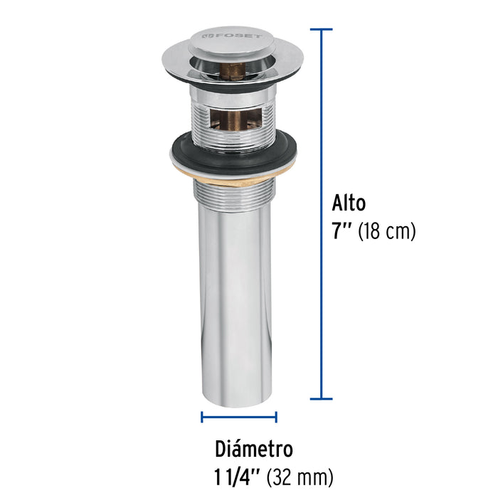 Contra p/lavabo con rebosadero, sistema push, cromo, 1-1/4' 49984