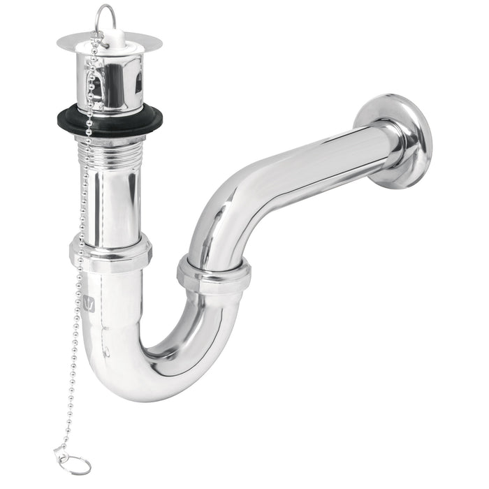 Céspol 1-1/4' c/contra, tapón y cadena, latón cromo,p/lavabo 49335