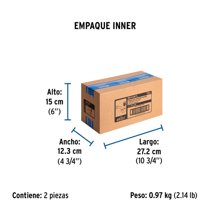 Céspol 1-1/4', contra tipo moneda, latón cromo, para lavabo 49337