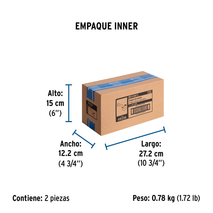 Céspol 1-1/2', sin contra, latón cromo, para fregadero 49336