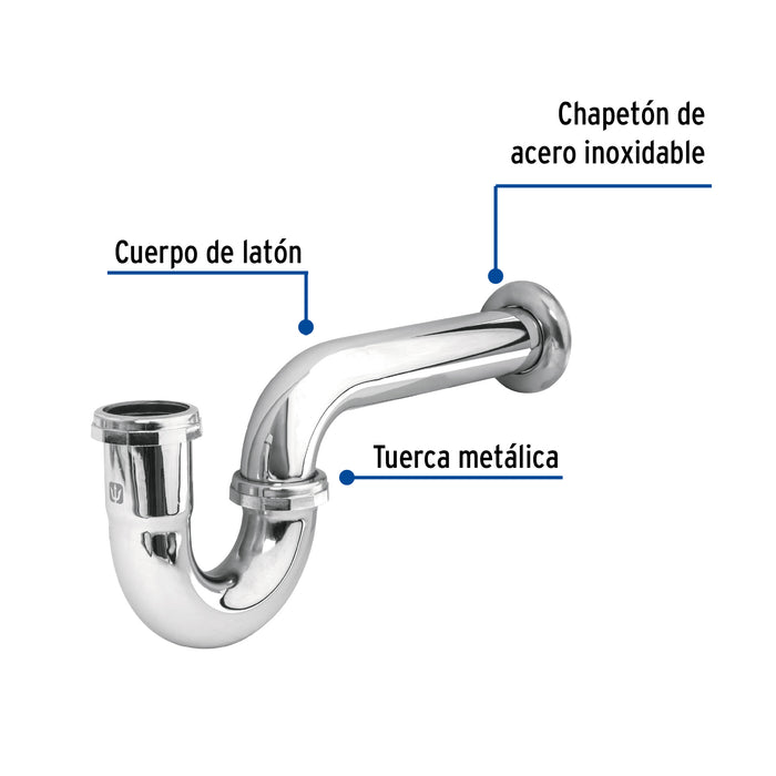 Céspol 1-1/2', sin contra, latón cromo, para fregadero 49336