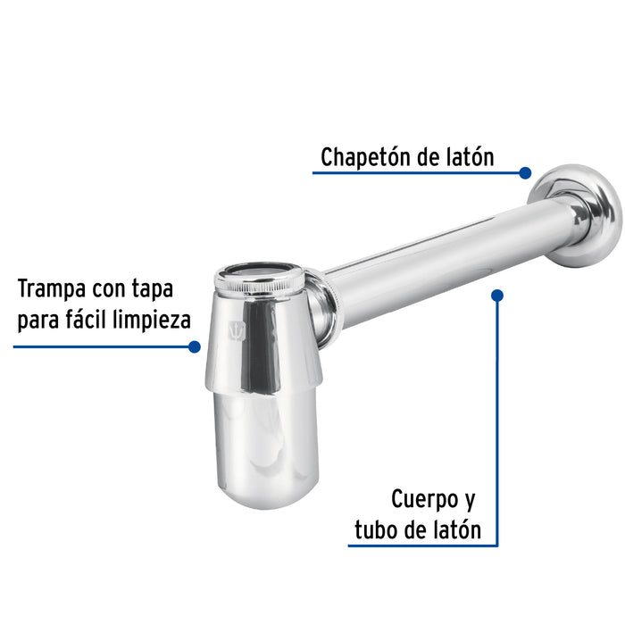 Céspol de bote 1-1/4', sin contra, latón cromo, para lavabo 49986