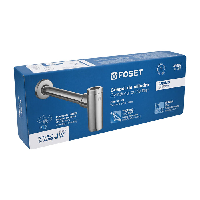 Céspol de bote minimalista 1 1/4', cromo, para lavabo, Foset 49987