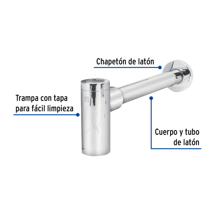 Céspol de bote minimalista 1 1/4', cromo, para lavabo, Foset 49987