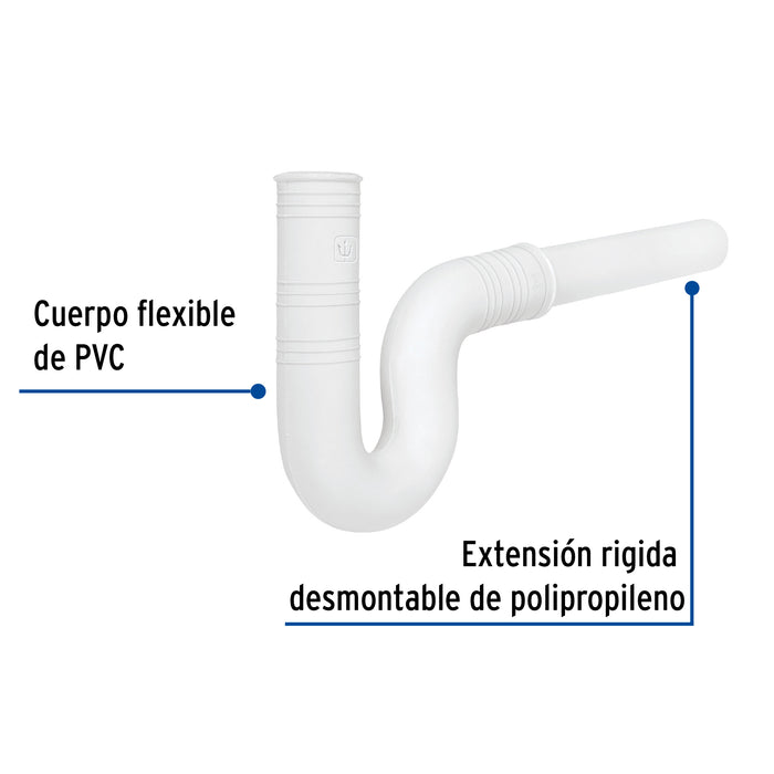 Céspol flexible 1-1/4' de PVC, con extensión, para lavabo 49947