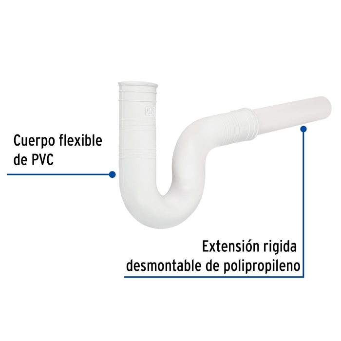 Céspol flexible 1-1/2' de PVC, con extensión, para fregadero 49948