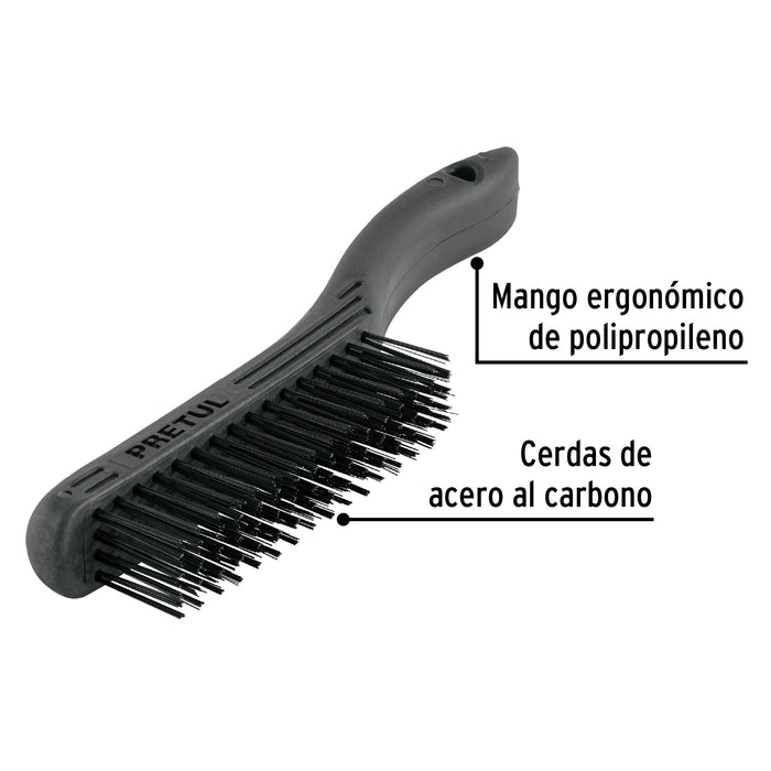 Cepillo de alambre 64 pinceles de acero al carbono, Pretul 20653 CEA-54P