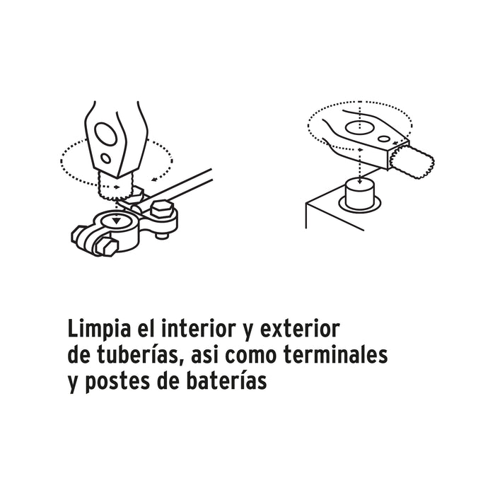 Cepillo limpiador de terminales de baterías, 4 en 1, Truper 17110 CEAL-4