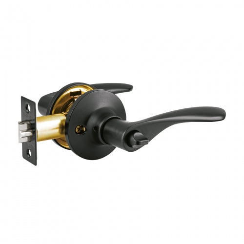Cerradura manija 'Milán' p/recámara, negro, cil latón, Basic 28153 CEMA-6RB