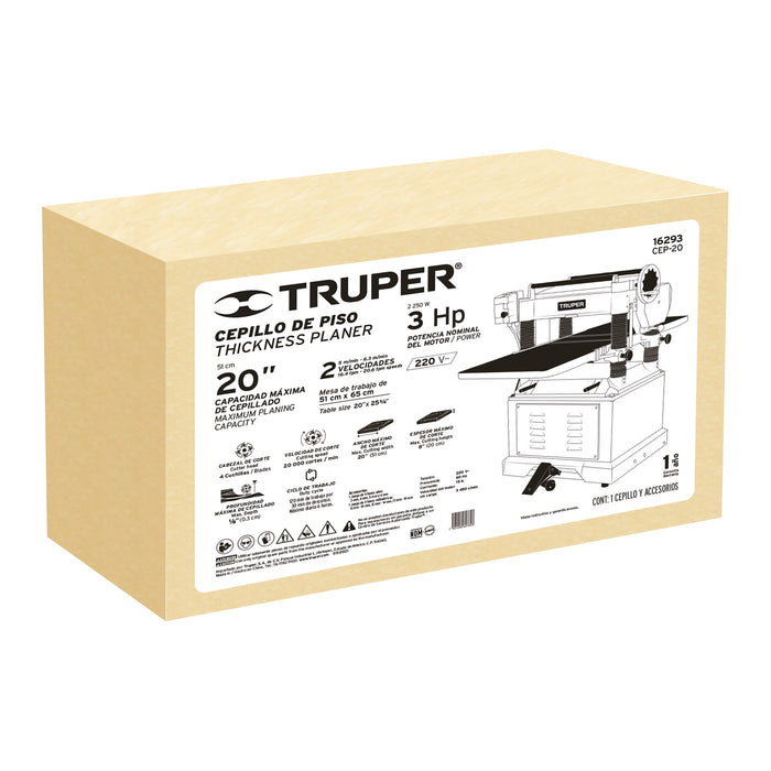 Cepillo de piso 20', 3 HP (2250 W), Truper 16293 CEP-20