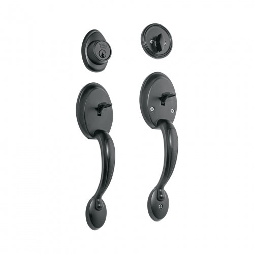 Doble jaladera, perilla y cerrojo L-M, negro, Basic 27240 CEP-61JJP