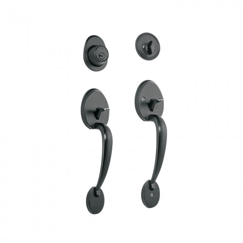 Doble jaladera, perilla y cerrojo llave-mariposa, negro 48438 CEP-61JJ