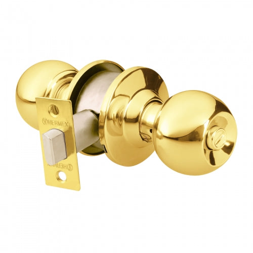 Cerradura tipo esfera para baño, latón brillante, Hermex 43471 CEPO-11B