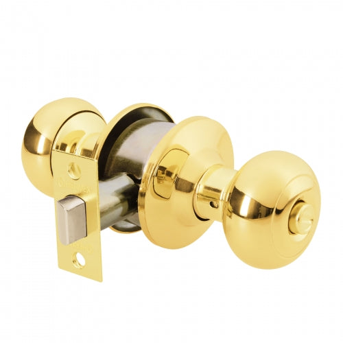 Cerradura tipo oval para baño, latón brillante, Hermex 43456 CEPO-12B