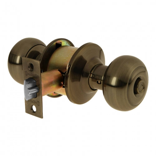 Cerradura tipo oval para recámara, latón antiguo, Hermex 43455 CEPO-22R