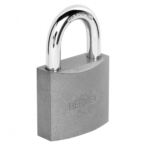 Candado de hierro 32 mm gancho corto en caja, Hermex 43791 CH-32