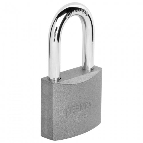 Candado de hierro 45 mm gancho largo en caja, Hermex 43324 CH-45L
