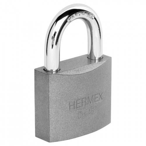 Candado de hierro 45 mm gancho corto en caja, Hermex 43316 CH-45