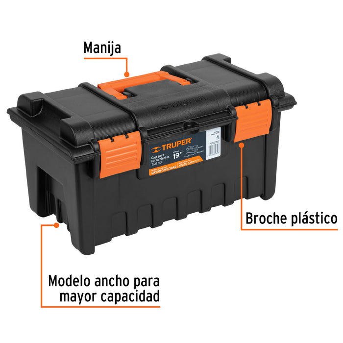 Caja para herramienta de 19' sin compartimentos, Truper 19781 CHA-19N
