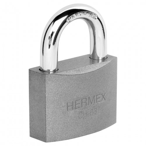 Candado de hierro 63 mm gancho corto en blíster, Hermex 43803 CHB-63
