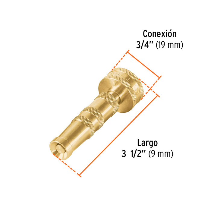 Chiflón 3-1/2' de latón maquinado para manguera, Truper 13133 CHMA-3.5