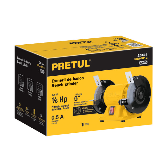 Esmeril de banco de 5' de 1/6 HP (120 W), Pretul 29994 EBA-5P