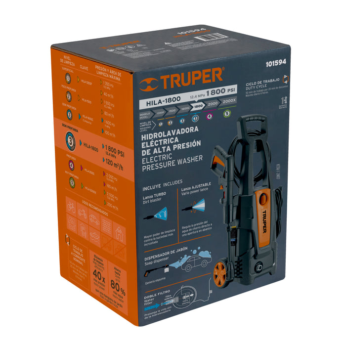 Hidrolavadora eléctrica 1800 PSI, Truper 101594 HILA-1800