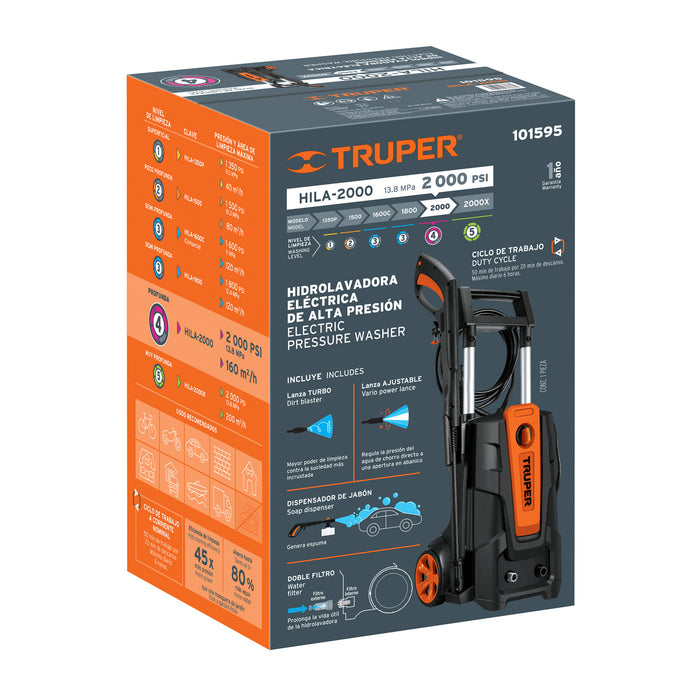 Hidrolavadora eléctrica 2000 PSI, Truper 101595 HILA-2000