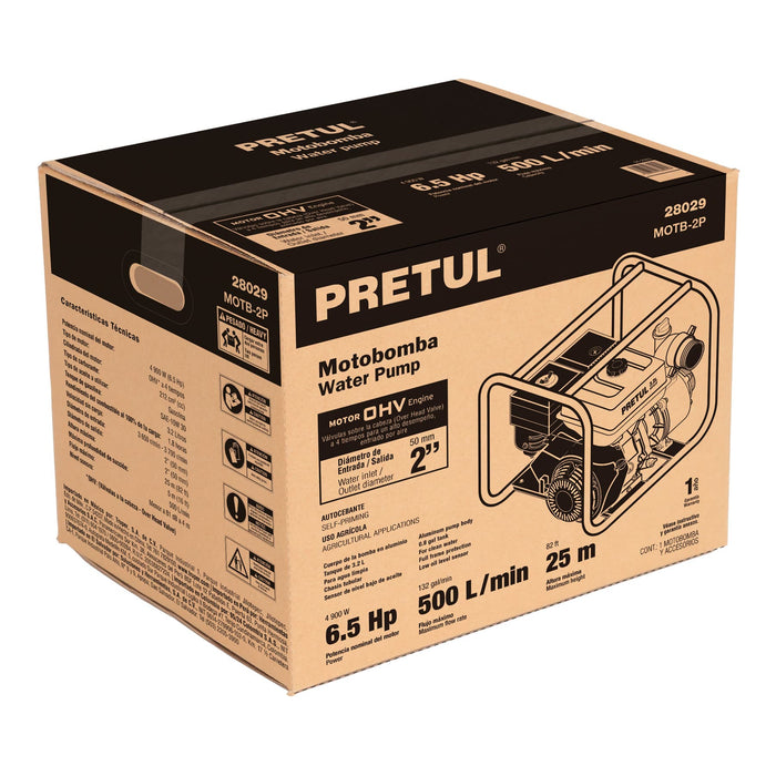 Motobomba autocebante 2' x 2' a gasolina 6-1/2 HP, Pretul 28029 MOTB-2P