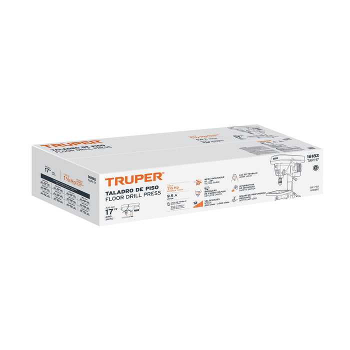 Taladro de piso 17', 1-1/2 HP (1200 W), broquero 5/8',Truper 16182 TAPI-17