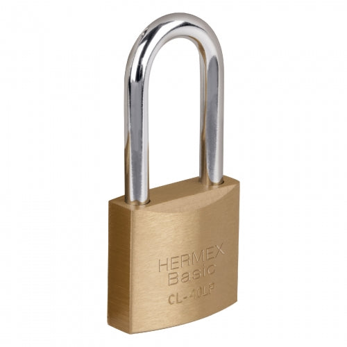 Candado de latón 40 mm gancho largo en blíster, Hermex Basic 23517 CL-40LP