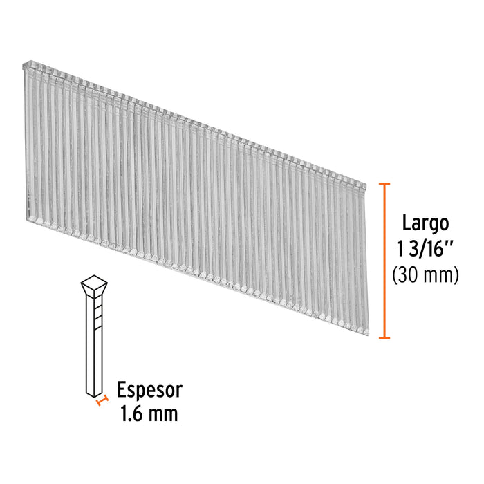 Caja con 2500 clavos calibre 16, 30 mm para CLNE-16, Truper 15011 CLANEU-16-30