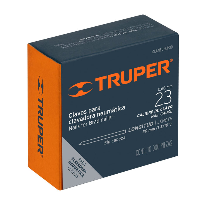 Caja con 10000 clavos calibre 23, 30 mm para CLNE-23, Truper 13408 CLANEU-23-30