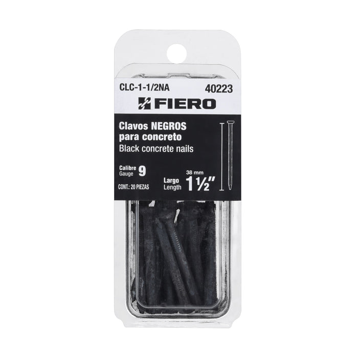 Blíster con 20 clavos negros para concreto 1-1/2', Fiero Código: 40223