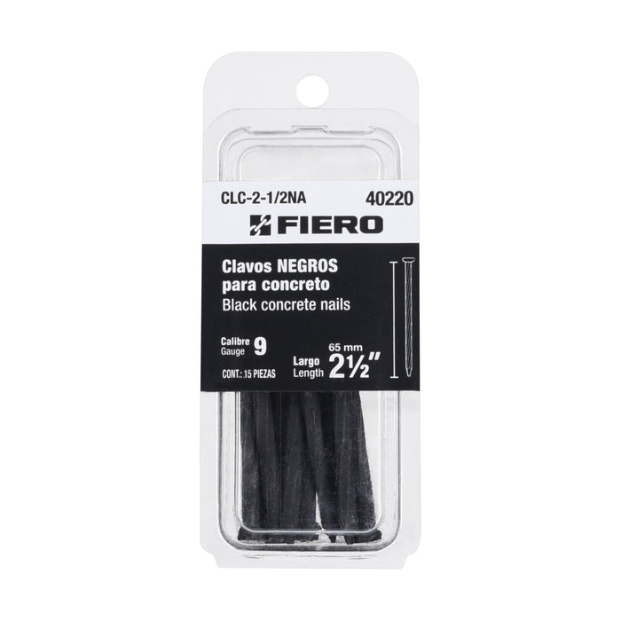 Blíster con 15 clavos negros para concreto 2-1/2', Fiero 40220 CLC-2-1/2NA