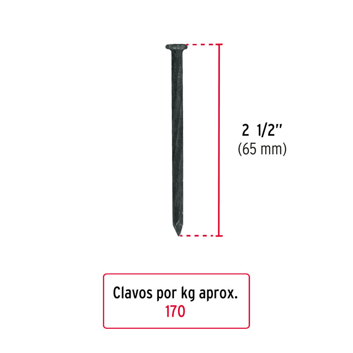 Bolsa con 1 kg de clavos para concreto negros 2-1/2', Fiero Código: 44134