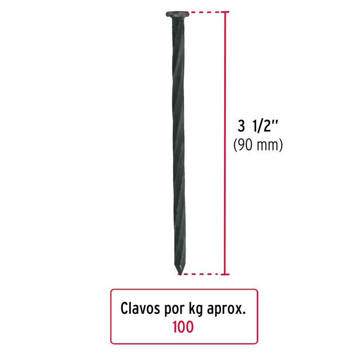 Bolsa con 1 kg de clavos para concreto negros 3-1/2', Fiero Código: 44136