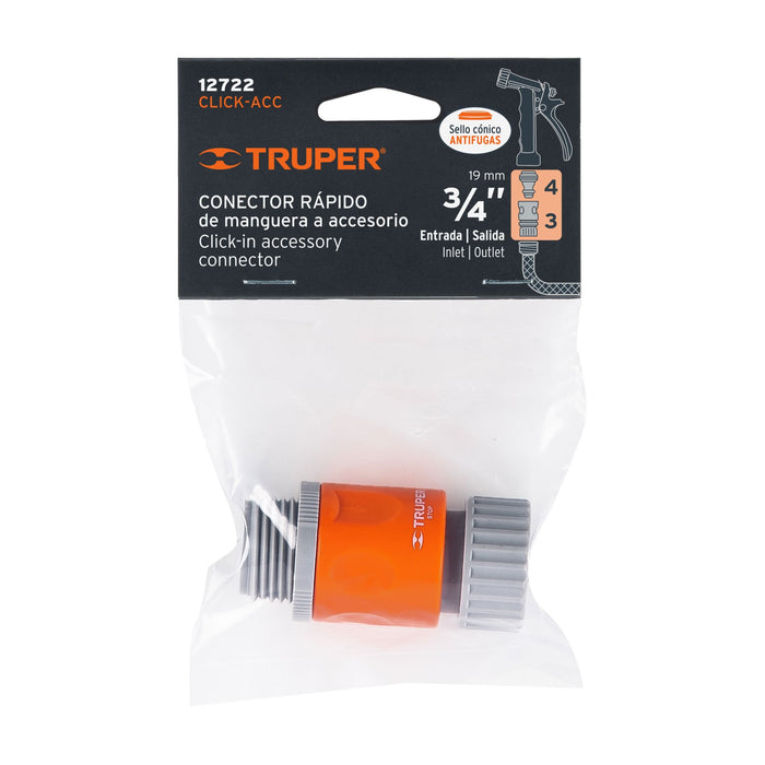 Conector 3/4' rápido de ABS manguera-acc. sistema click 12722 CLICK-ACC