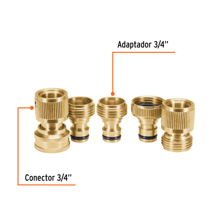 Juego de 5 conectores 3/4' rápidos de ABS, sistema click 12728 CLICK-SET