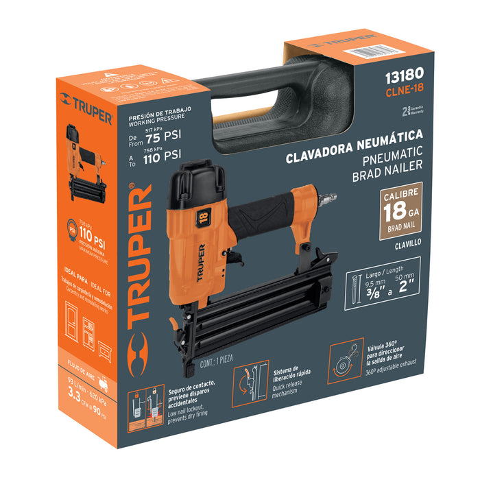 Clavadora neumática profesional, calibre 18, Truper 13180 CLNE-18