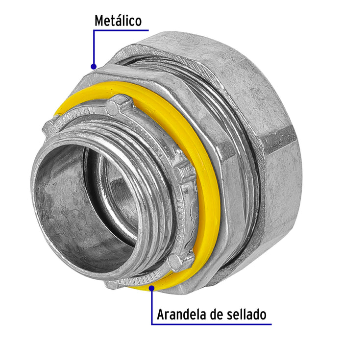 Conector recto 3/4' para tubo liquid tight, Volteck 46931